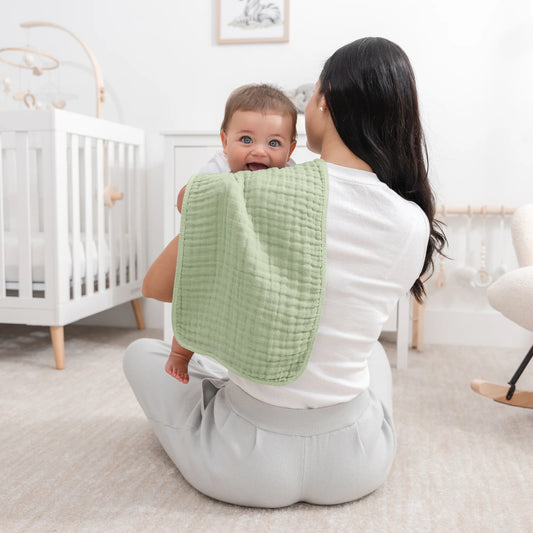Muslin Burp Cloths- Sage 6 Pack