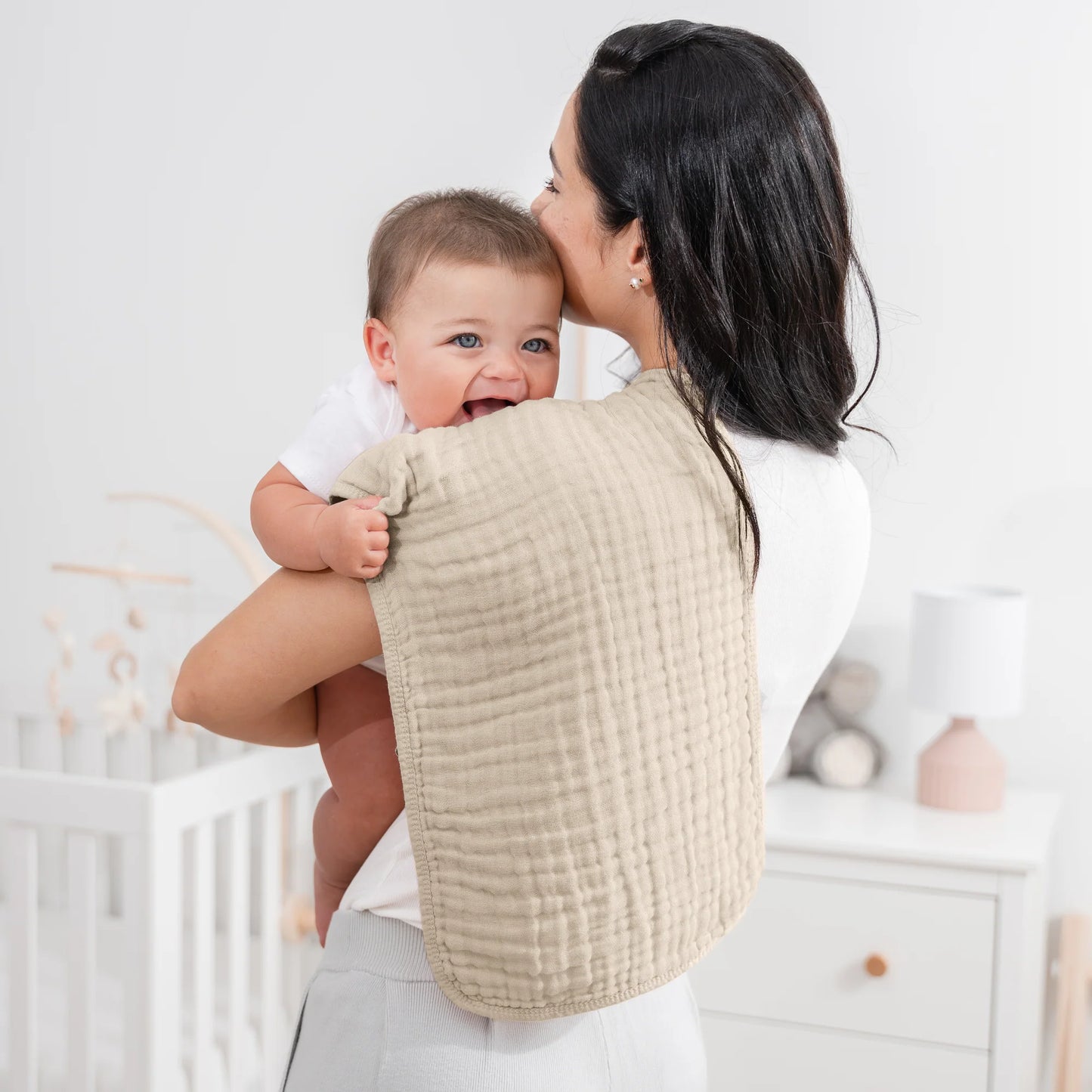 Muslin Burp Cloths- Sand 6 Pack