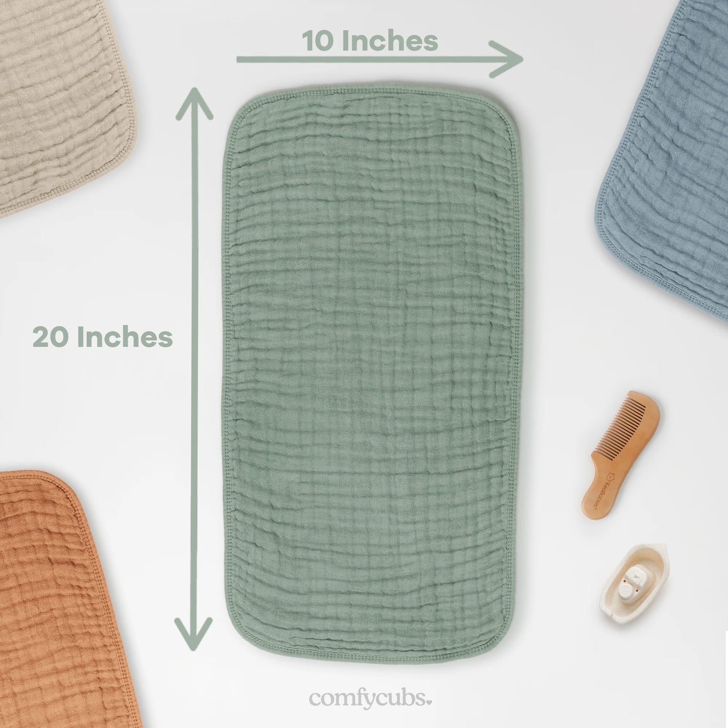 Muslin Burp Cloths- Sage 6 Pack