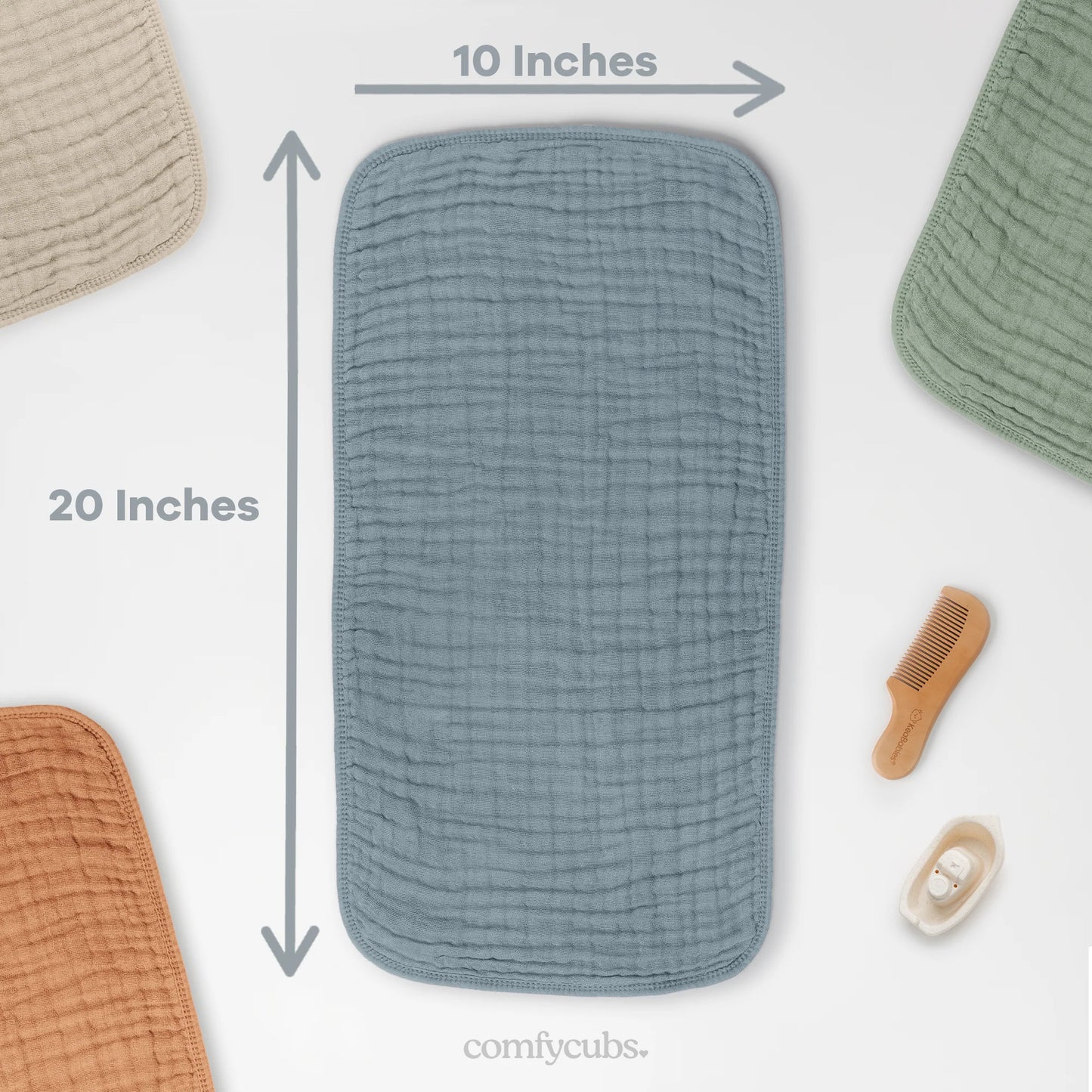 Muslin Burp Cloths- Pacific Blue 6 Pack