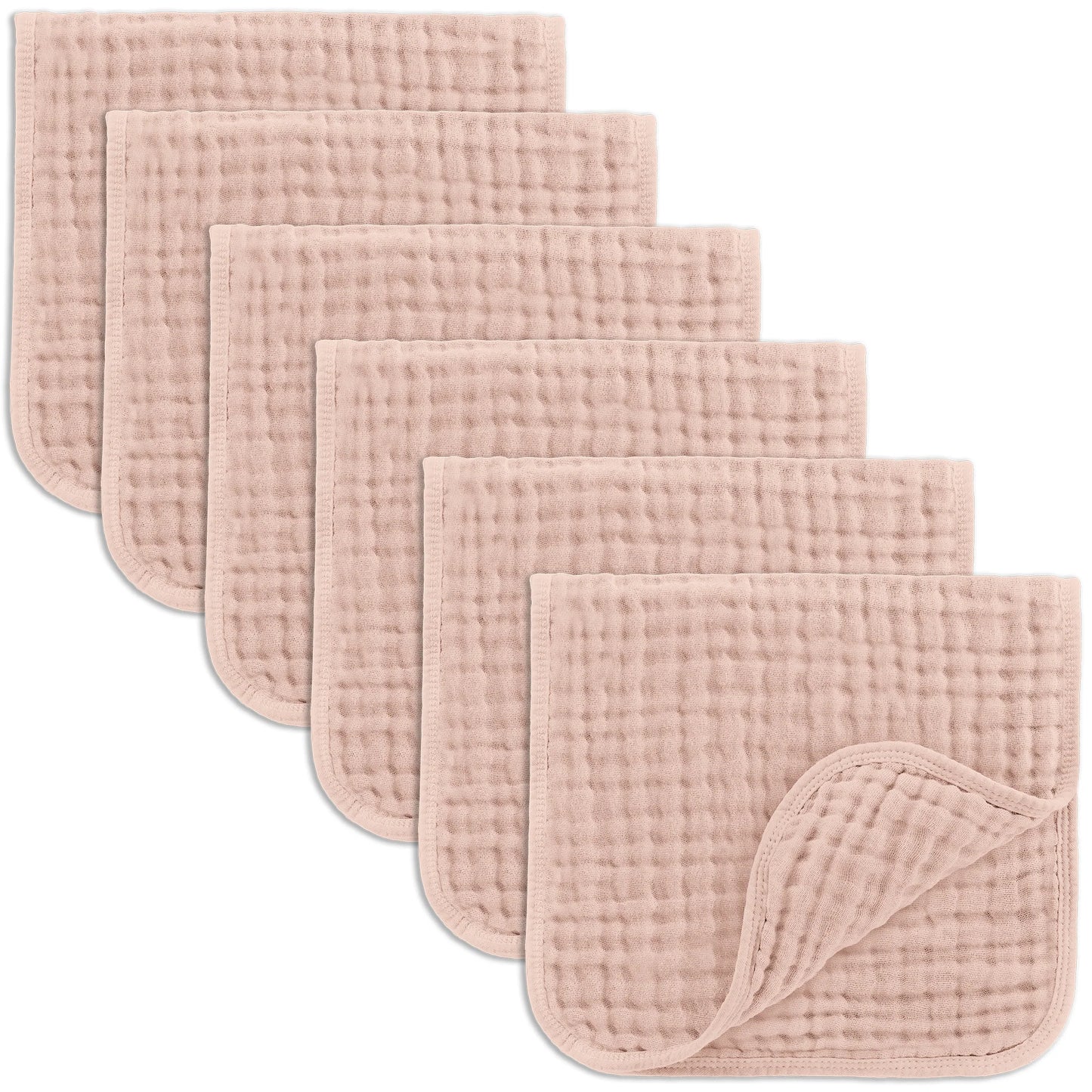 Muslin Burp Cloths-Blush 6 Pack