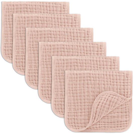 Muslin Burp Cloths-Blush 6 Pack
