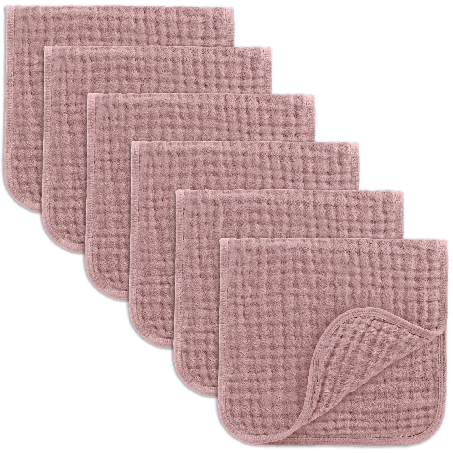 Muslin Burp Cloths- Mauve 6 Pack