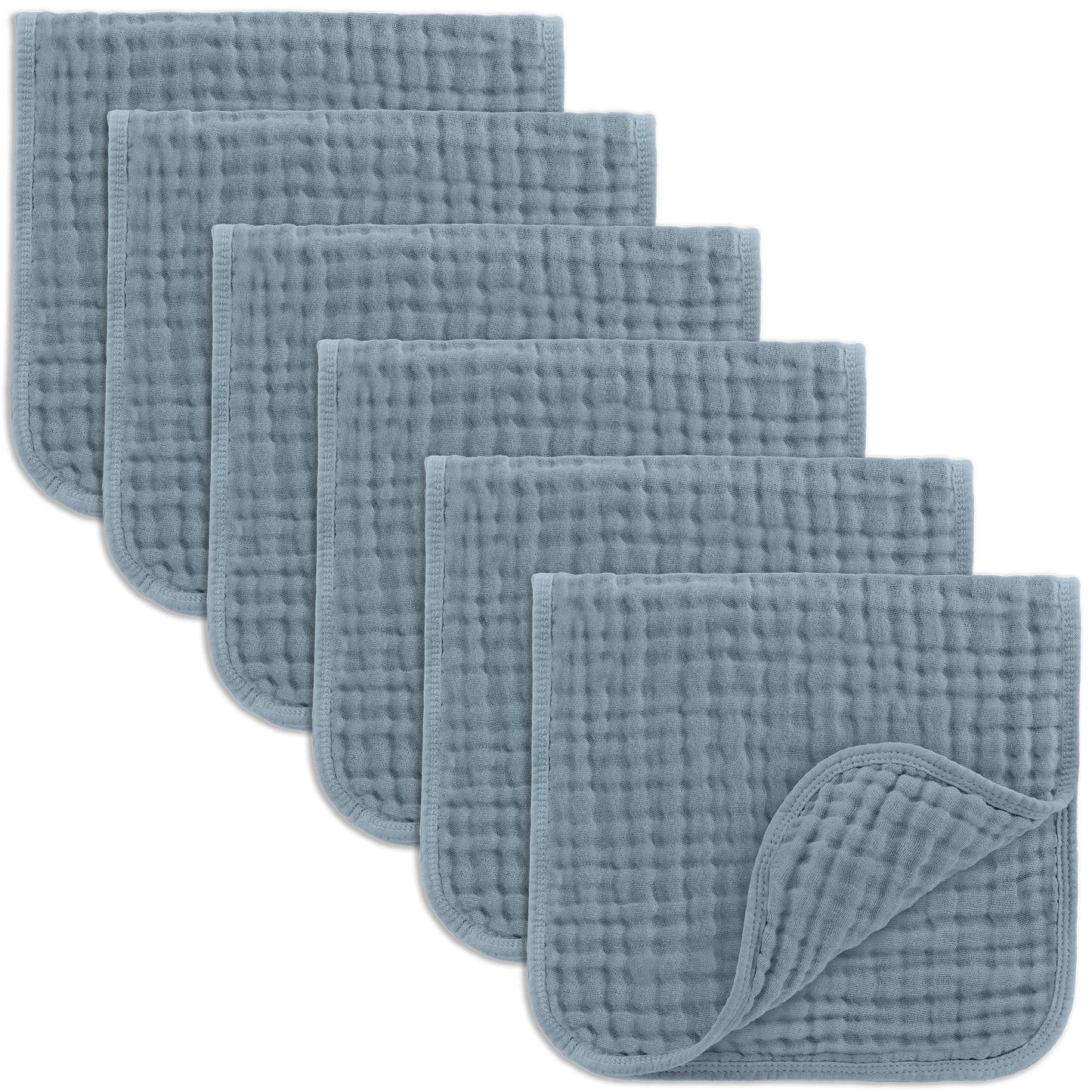 Muslin Burp Cloths- Pacific Blue 6 Pack