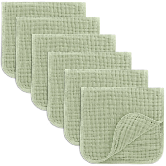 Muslin Burp Cloths- Sage 6 Pack