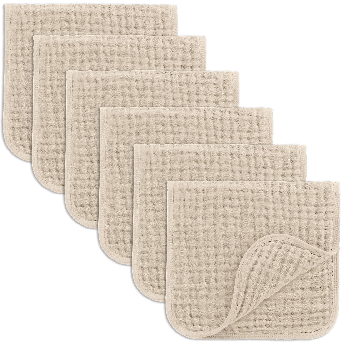 Muslin Burp Cloths- Sand 6 Pack