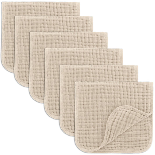 Muslin Burp Cloths- Sand 6 Pack