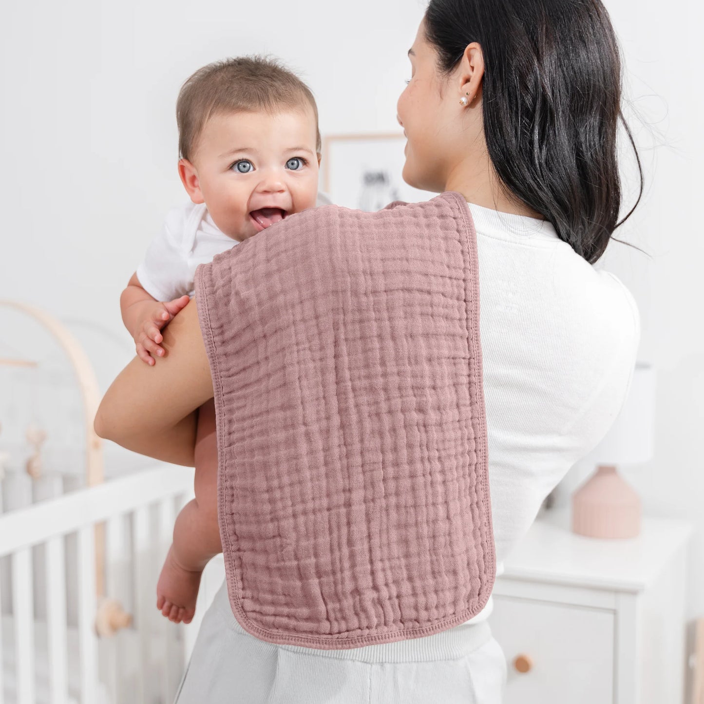 Muslin Burp Cloths- Mauve 6 Pack