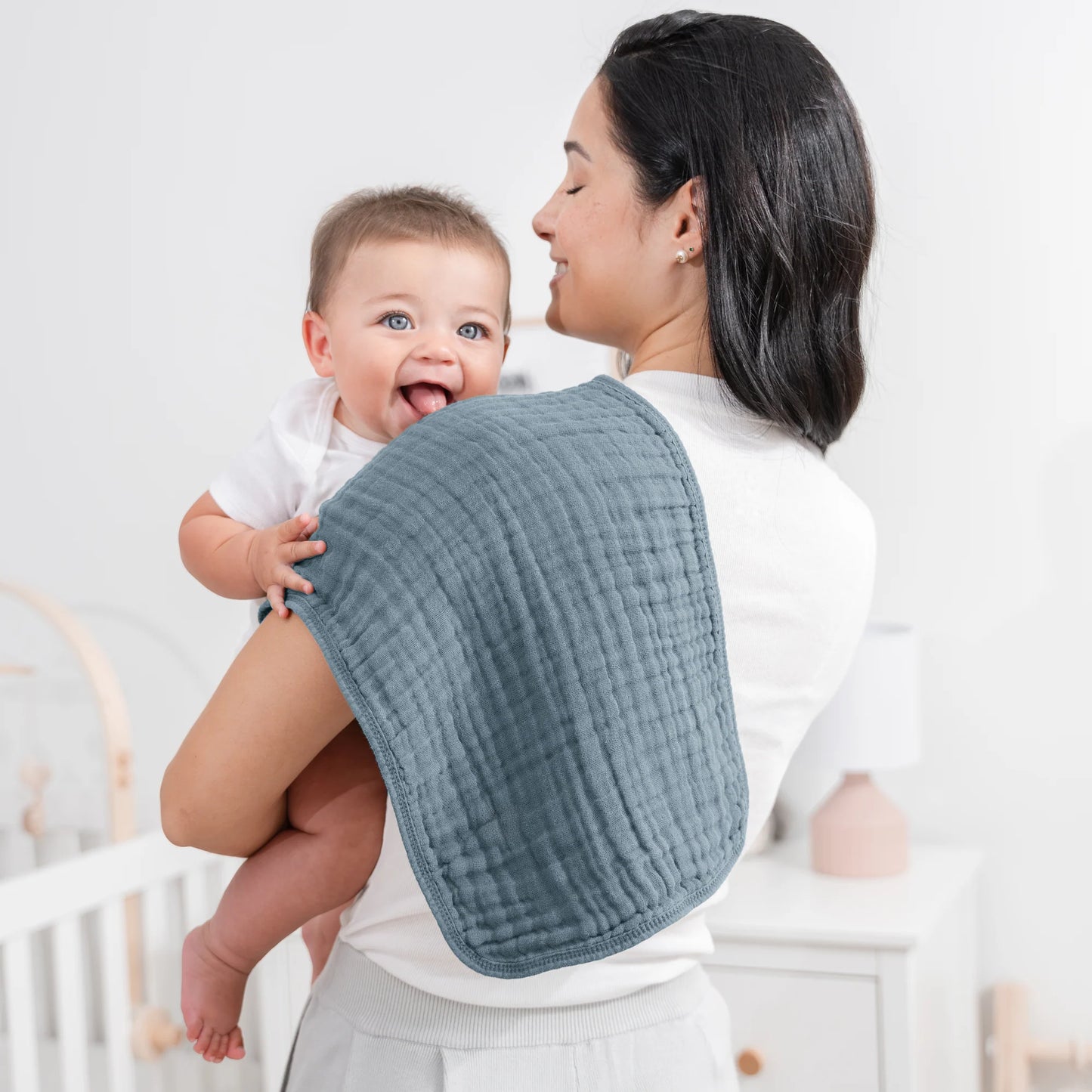 Muslin Burp Cloths- Pacific Blue 6 Pack