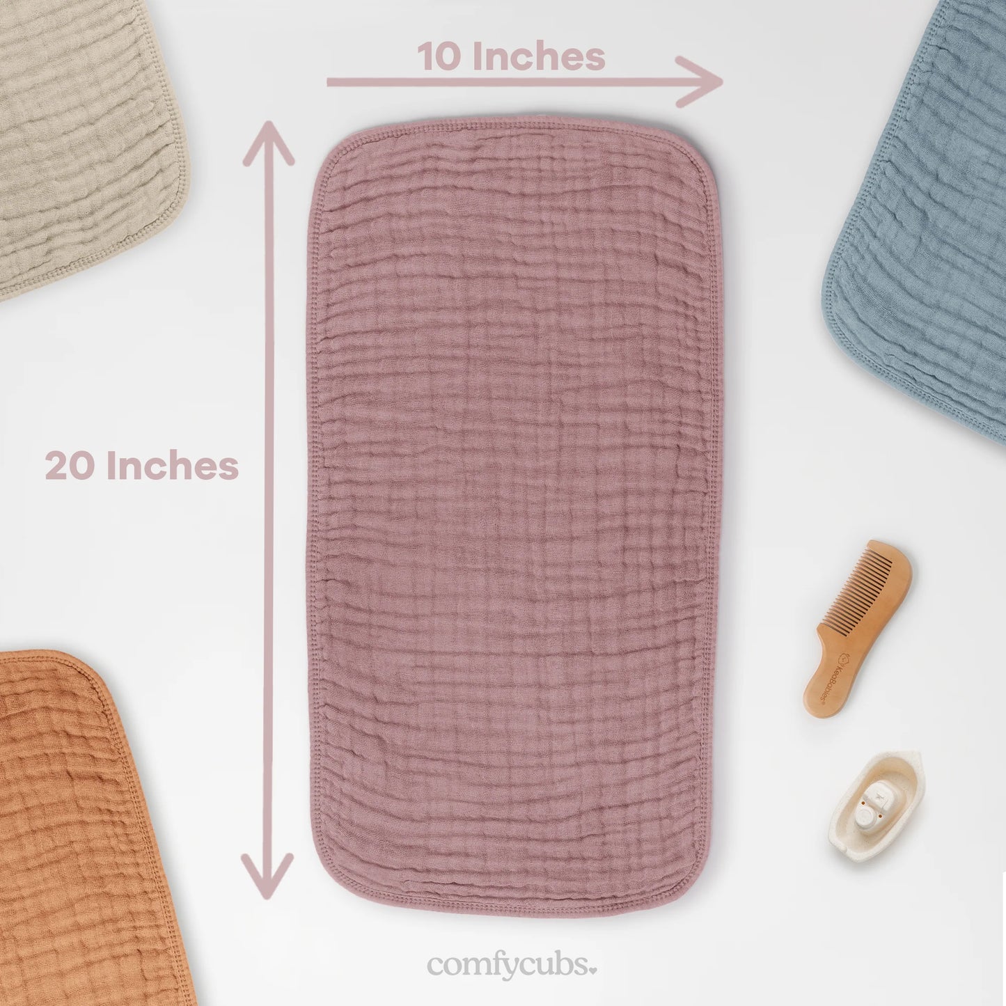 Muslin Burp Cloths- Mauve 6 Pack